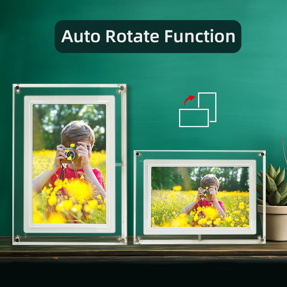 5&#x22; Clear WiFi Acrylic Digital Photo Frame &#x2013; Smart Video Picture Frame with Frameo App