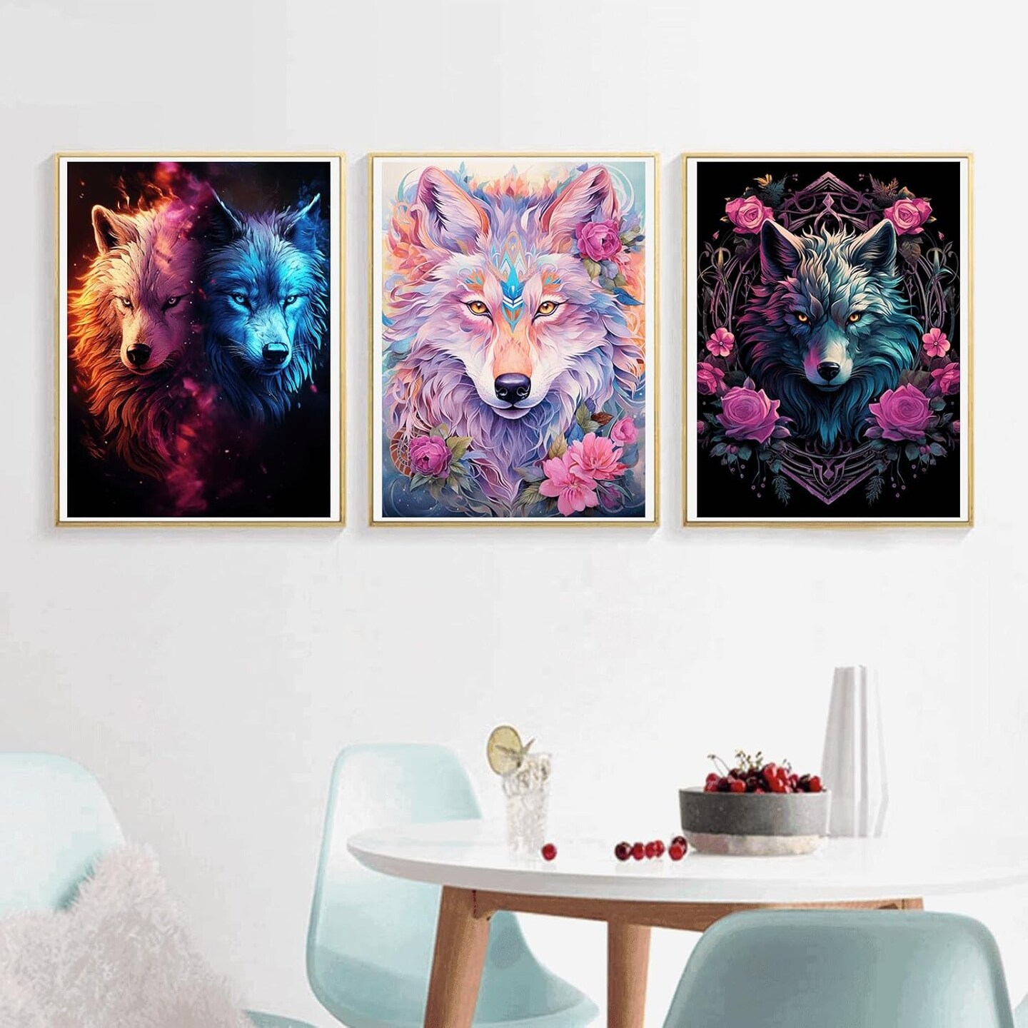 6 Pack Wolf Diamond Art Painting Kits for Adults 5D Diamond Art Kit for Beginners DIY Paint with Round Full Drill Gem Art Painting for Home Wall Decor (11.8x15.7inch)