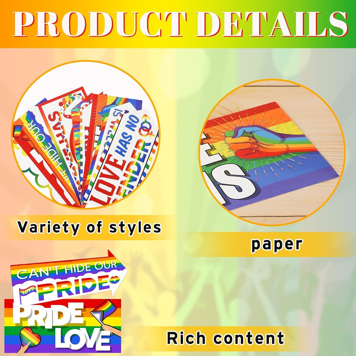 20 Pcs Gay Pride Sign Love Is Love Sign Decorations Rainbow LGBTQ Multicolor Love Has No Gender Pride Yard Decorations