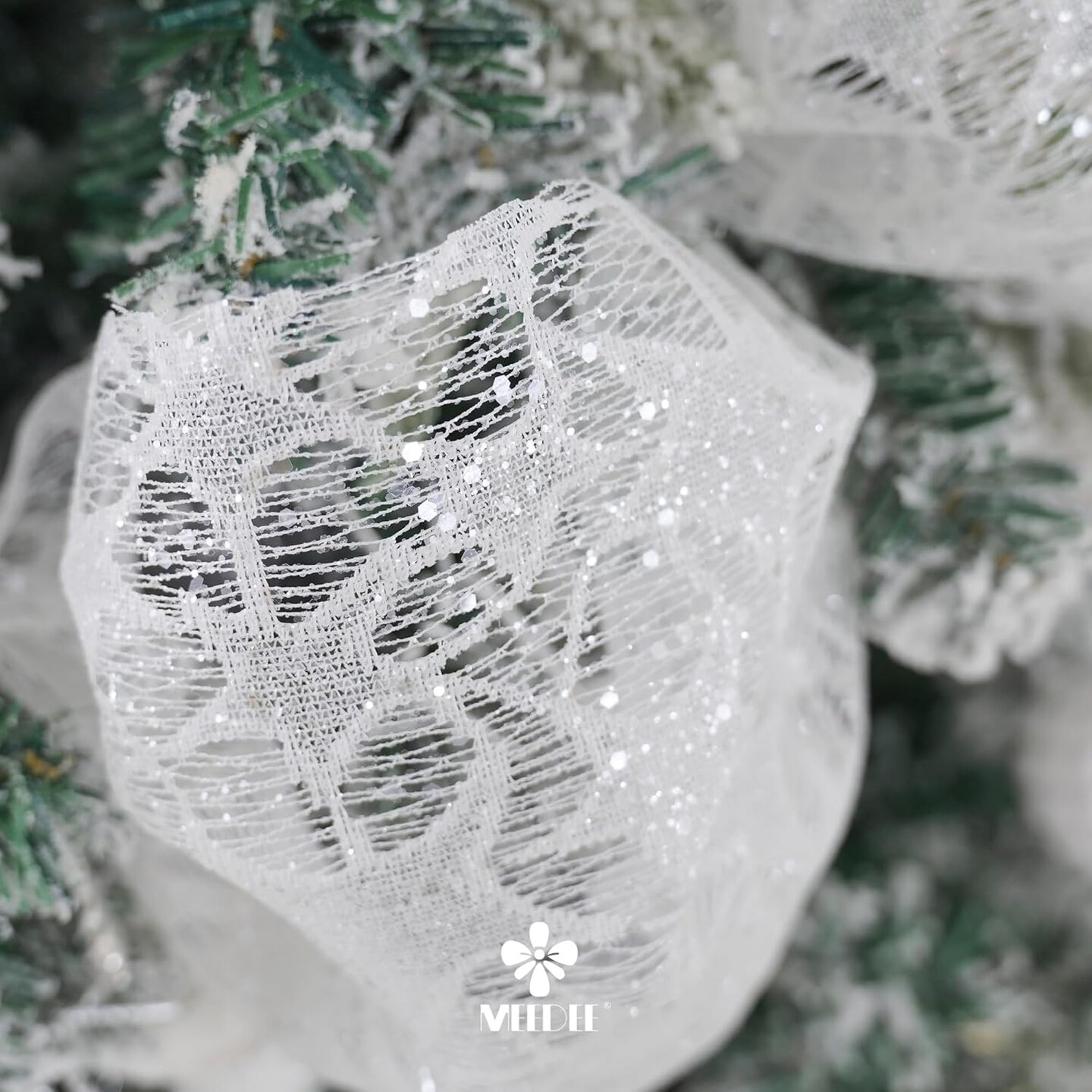 White Glitter Mesh Star Web Ribbon 10 Inch Wide by 10 Yards Roll White Mesh Fabric Ribbon Decorative Mesh White Mesh Ribbon