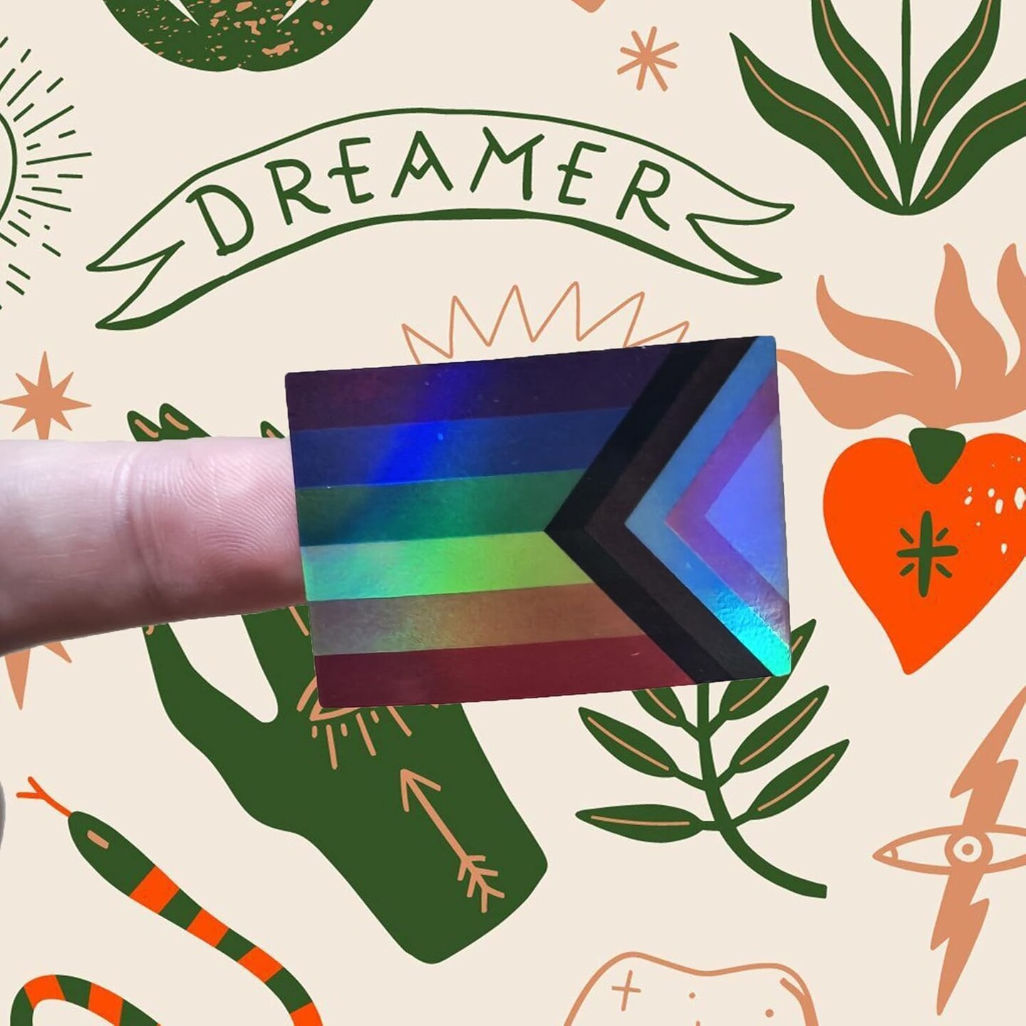 LGBTQ Pride Stickers, Progress Pride Flag Rectangle Self Adhesive Decal Waterproof Stickers for Parades and Events(1 Roll - 300 Stickers)