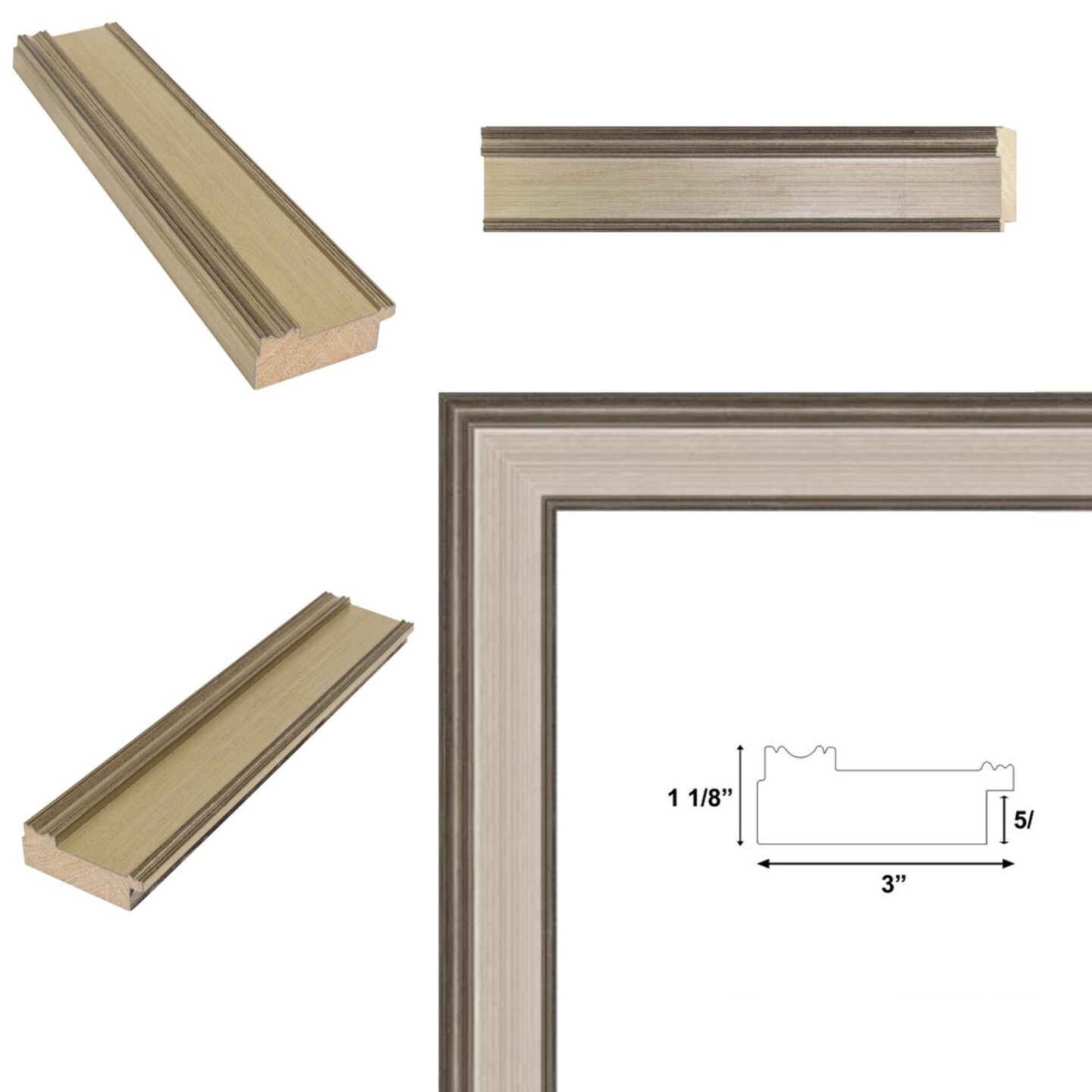 Wide Silver Leaf Flat Panel Picture Frame 11x14 frame