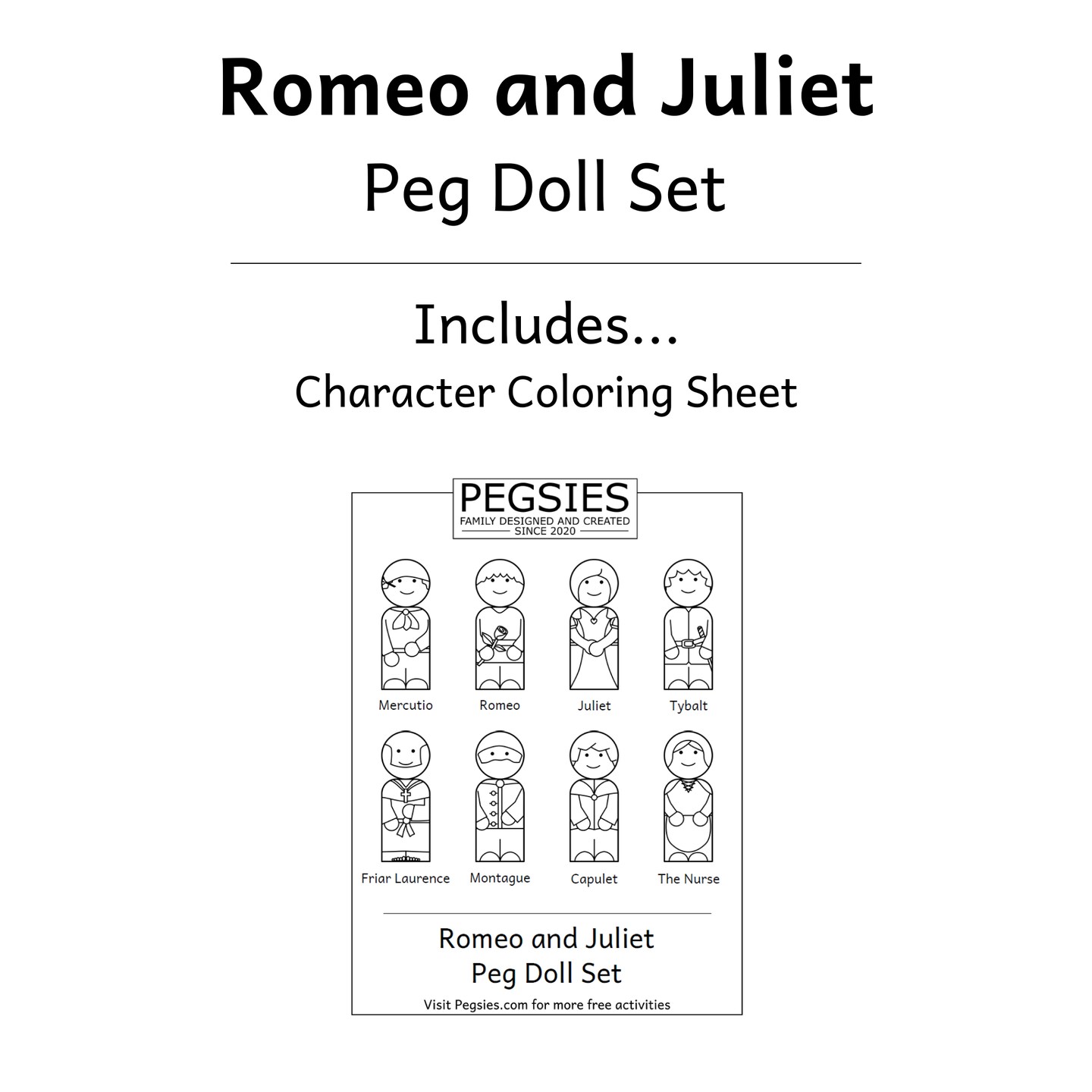Romeo and Juliet Peg Doll Set by Pegsies&#x2122;