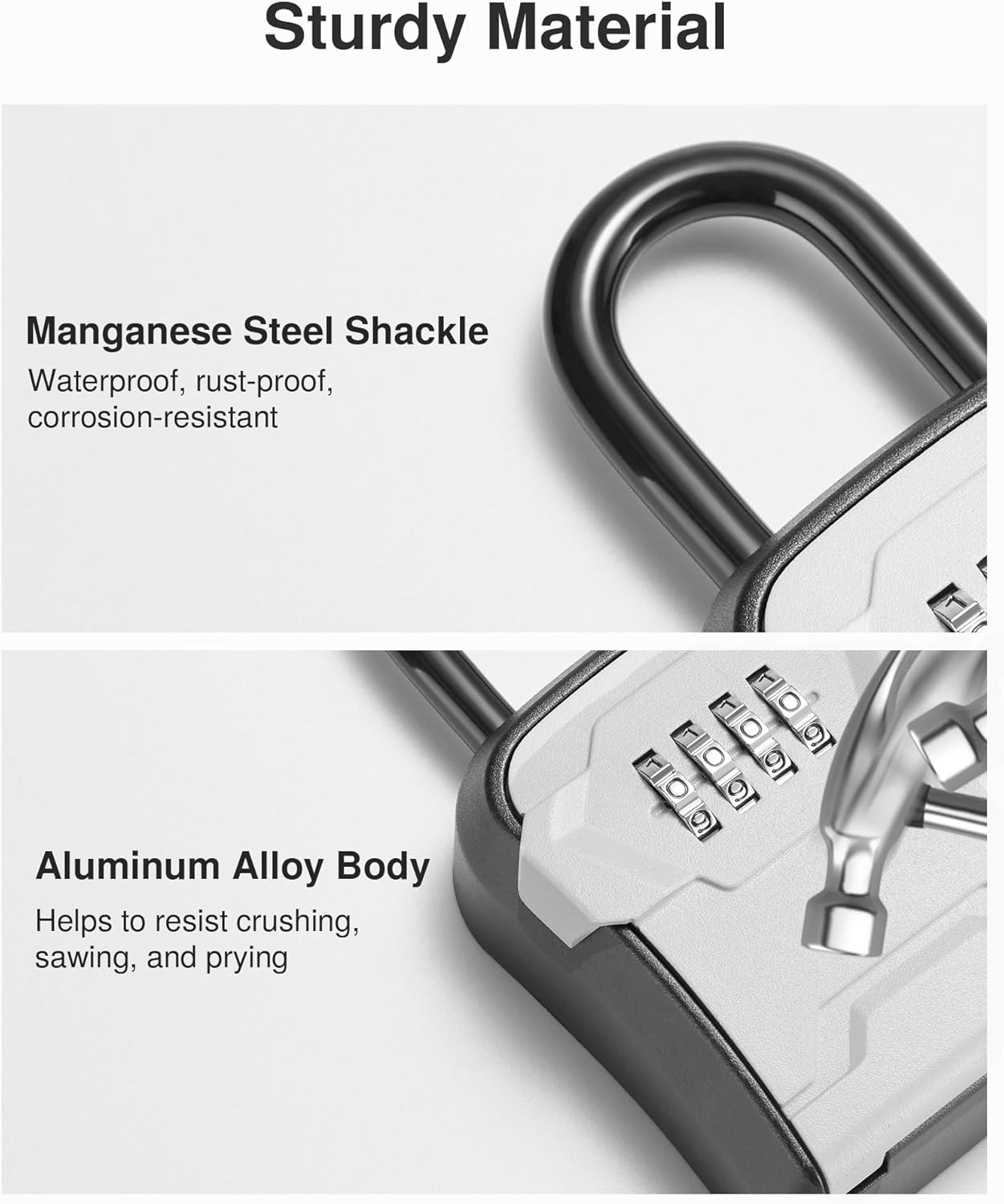 Key Lock Box Wall Mount &#x26; Portable Combination Lockbox with Resettable Code, Security Lockbox for Outside House Keys, Apartment Realtors Spare Keys Storage