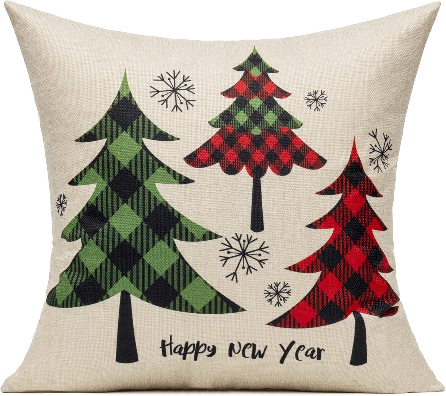 Christmas Throw Pillow Covers Decorations Outdoor 18x18 Set of 4 Farmhouse Buffalo Check Xmas Red Deer Cushion Cases Winter Living Room Snow Holiday Home Decor for Couch Porch Indoor Navidad