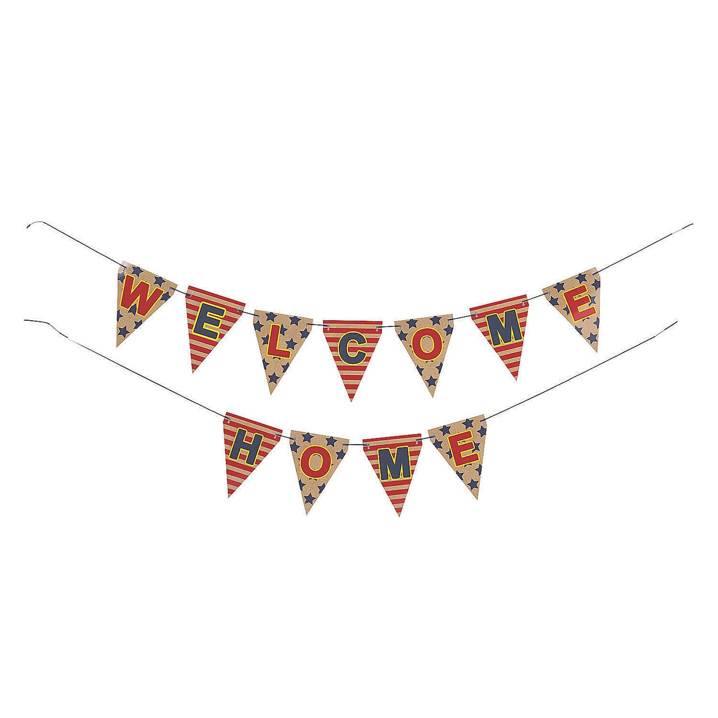 4th of July Patriotic Welcome Home Pennant Banner Party Decoration - 2 Pc.