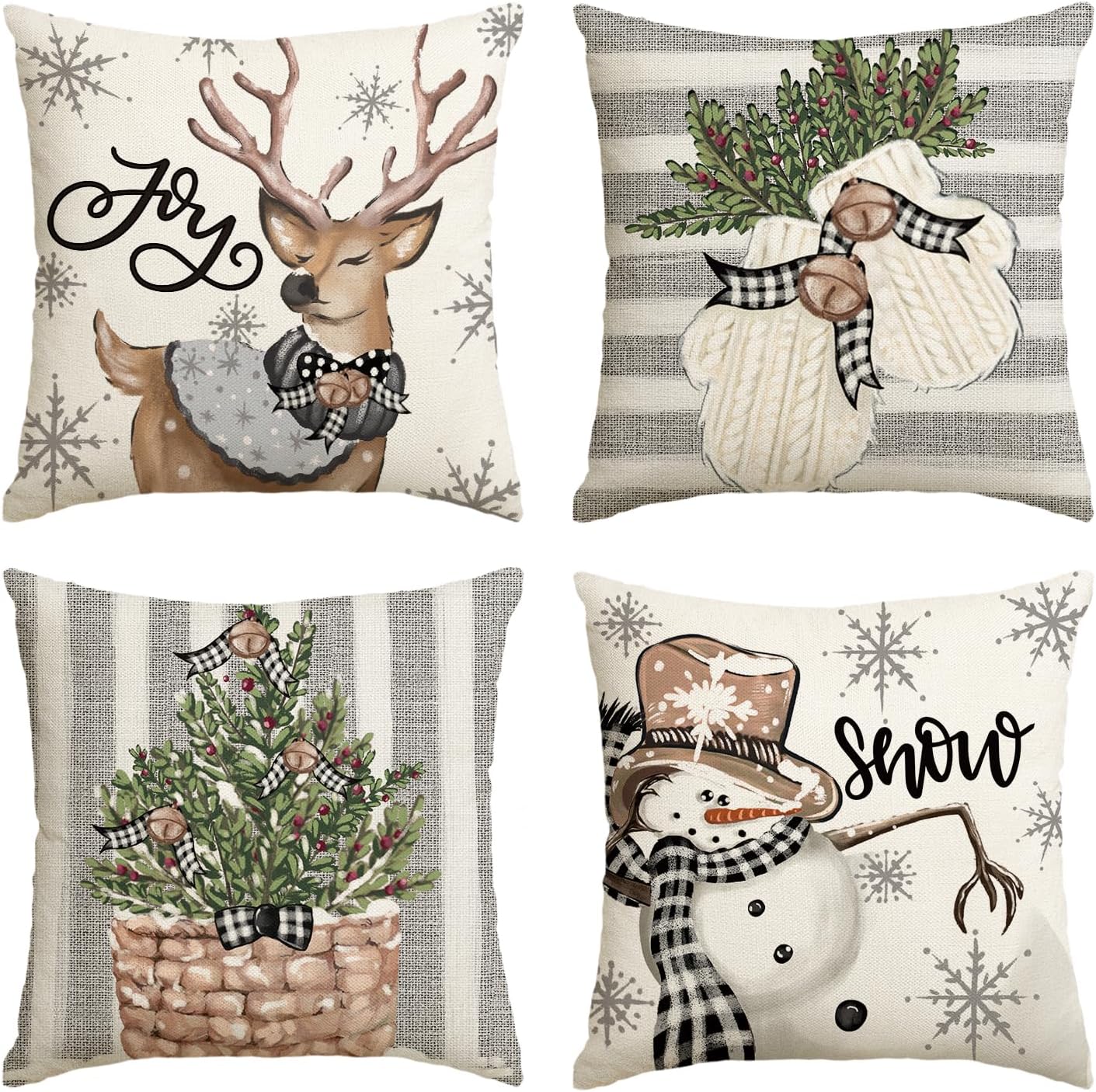 Snowman Amazon Holiday Pillows Christmas Snowman Reindeer Gloves