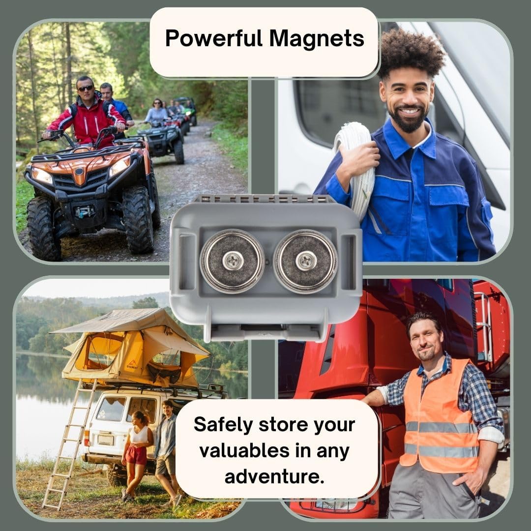 Hide a Key Outside with our Grey Magnetic Box, Our Waterproof Air-Tight Magnetic Key Box for Under Car Stays Secure with 2 Strong Neodymium Magnets