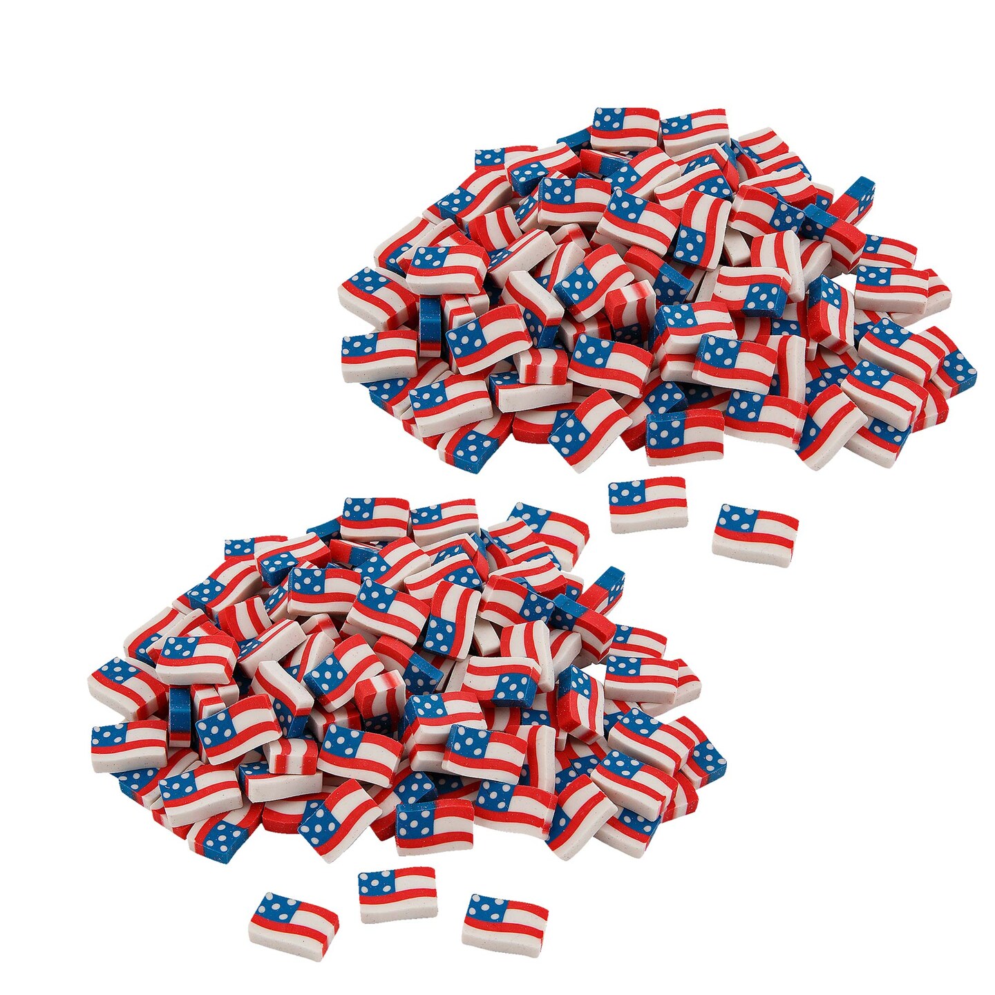 3/4&#x22; x 1/2&#x22; Bulk 144 Pc. Mini Patriotic USA Flag Rubber Erasers