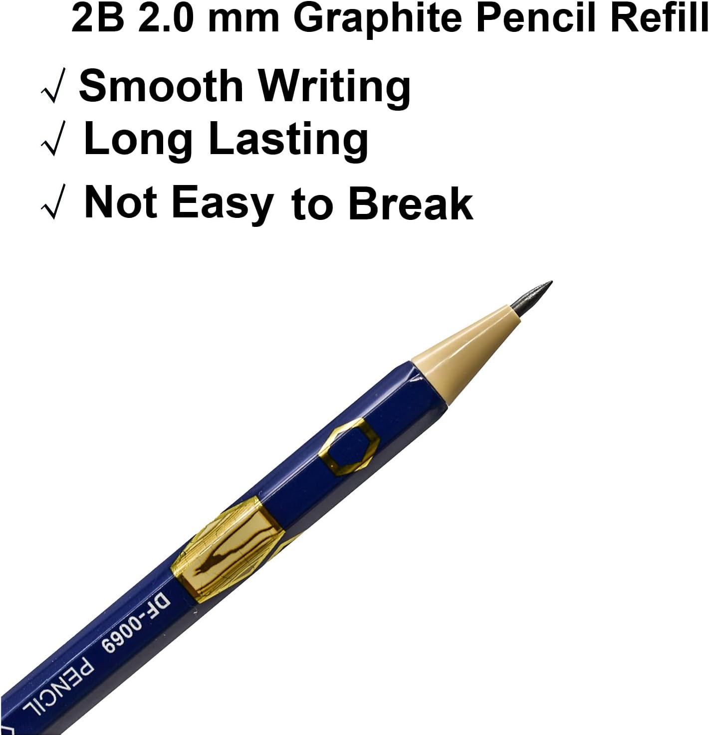 12PCS 2.0mm 2B Classic Red & Blue Mechanical Pencils – Automatic Hexagonal Drafting Pencils with 20 Refills & Sharpeners for Artists, Drawing, Sketching, School & Office