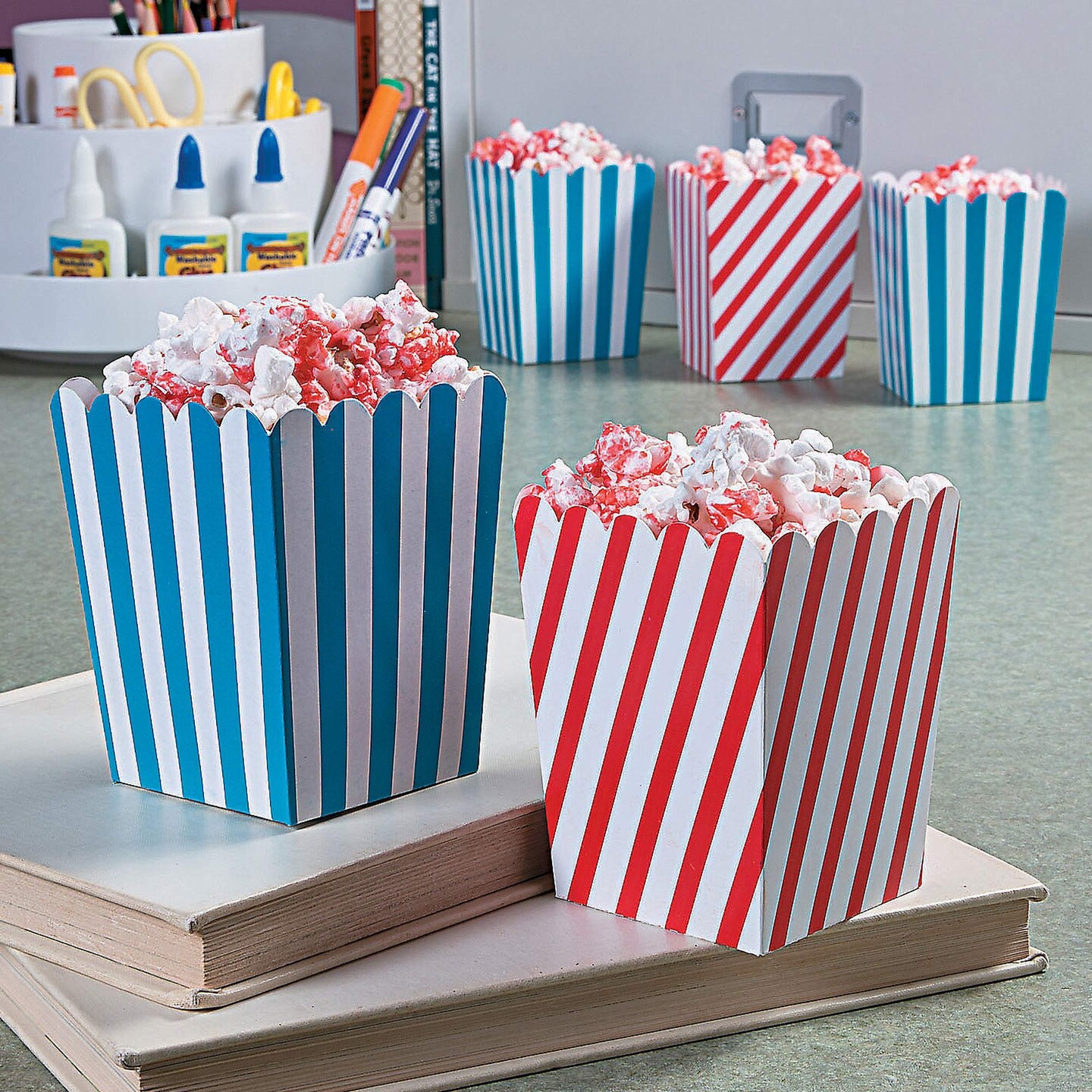 4th of July Mini Striped Popcorn Boxes 24 Pc.