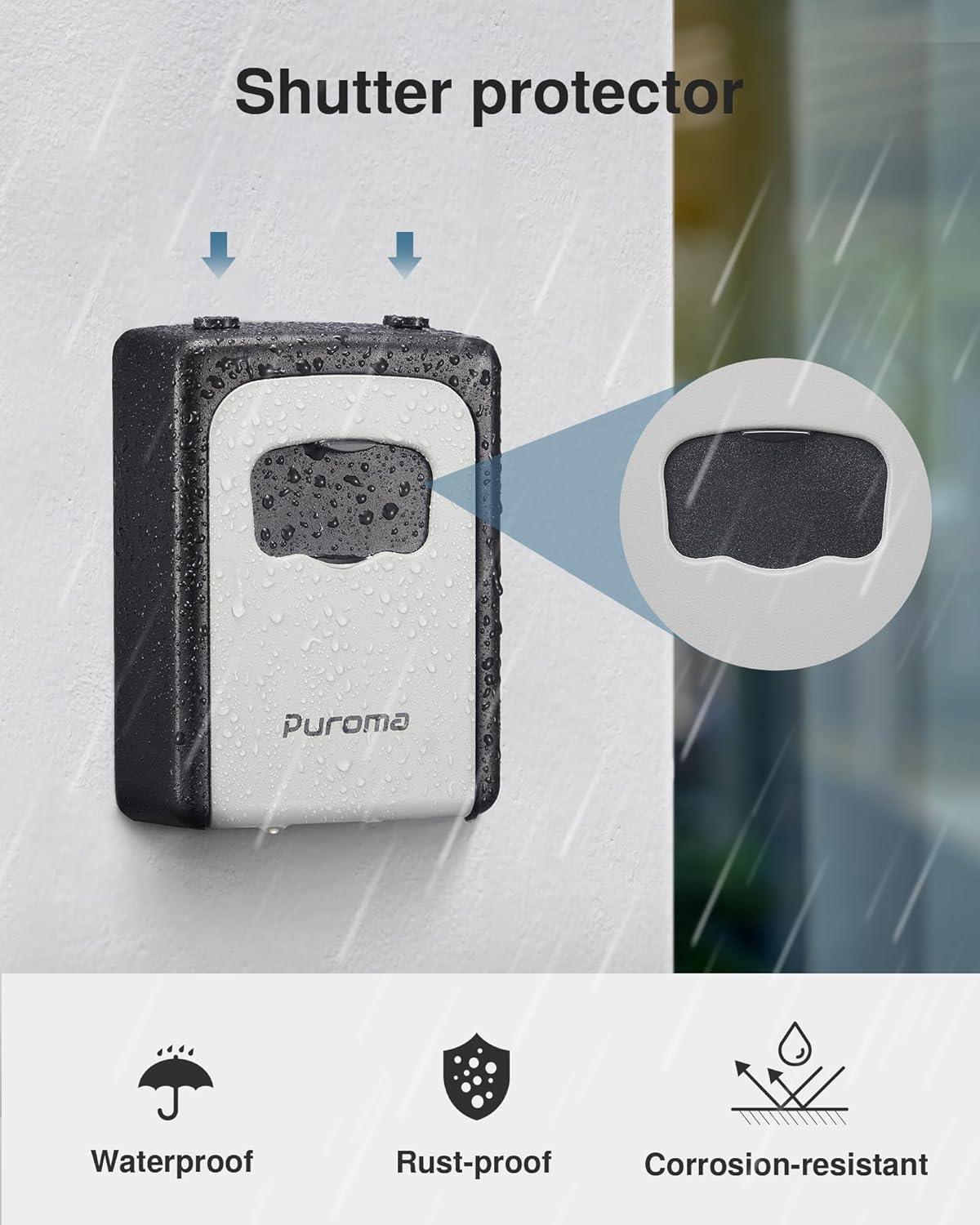Large Key Lock Box Resettable Combination Code Lockbox, Portable Wall Mount Lockbox Waterproof Security Safe Box for Outside Outdoor Home Office Door Handle House Key, Gray