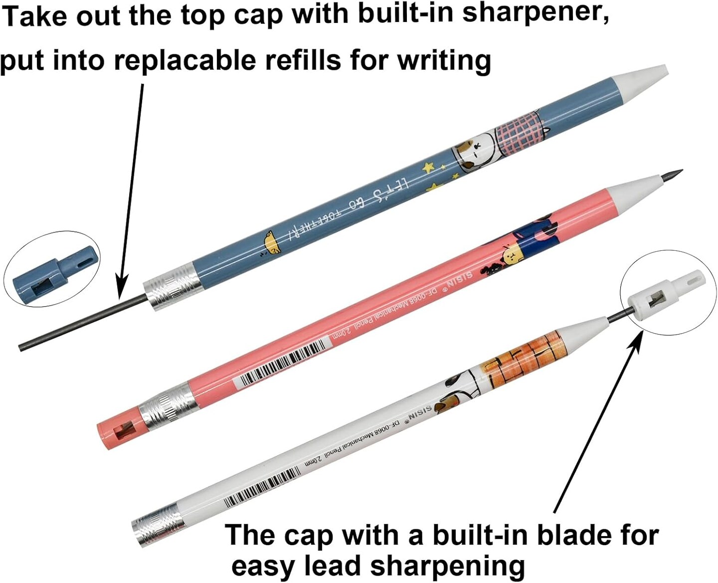 12PCS 2.0mm HB Cute Dog Mechanical Pencils with Sharpener – Drafting Pencils with 10 Replaceable Lead Refills for Art, Drawing, Writing, Sketching, School & Classroom Supplies