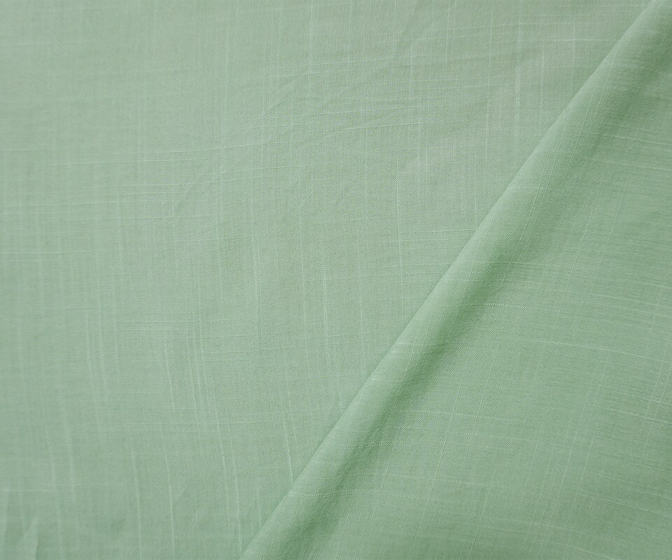 Pastel Green Rayon Solid Cross Hatch Linen-Look Challis Woven Fabric By the Yard