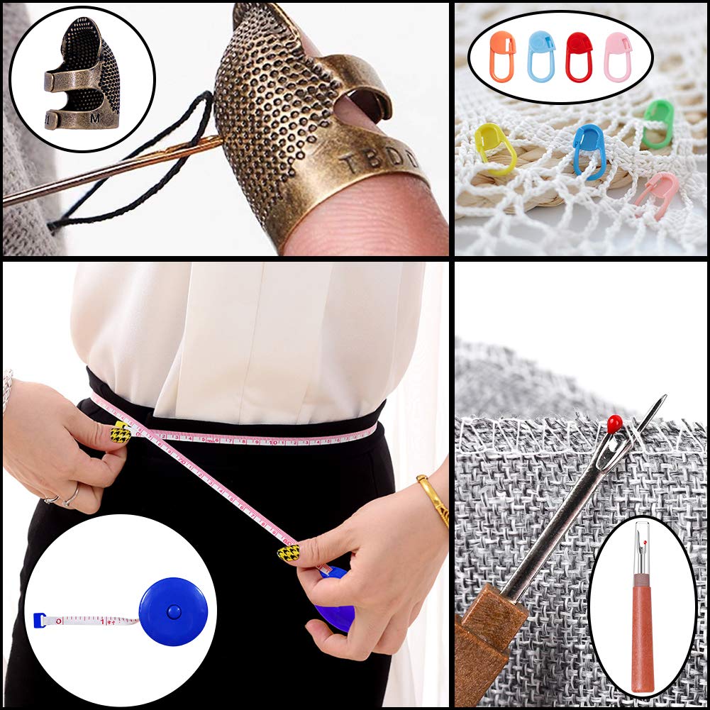 Punch Needle, 43 Pieces Punch Needle Tool and Instructions - Punch Needle Embroidery Kit with Embroidery Tools, Seam Ripper, Threader and Thimble, Needle Punch Kits for Beginners