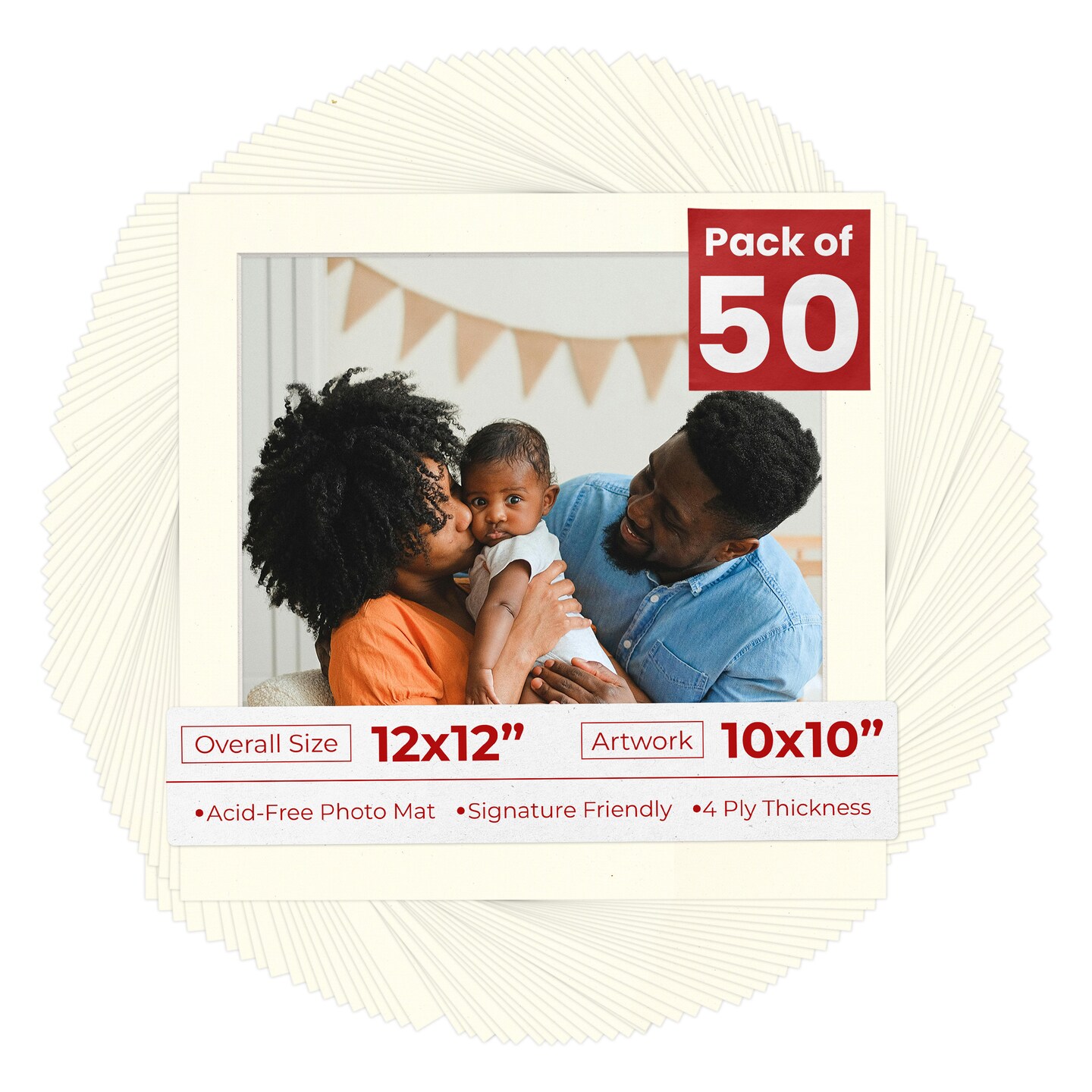 Mojave Sand Beige Mat Board for 12x12 Frames - Fits 10x10 Photos
