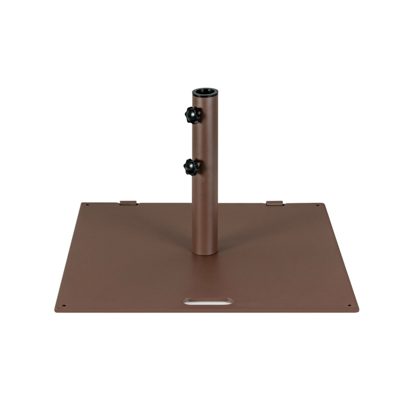 Brown Steel Patio Umbrella Base with Wheels and Adjustable Pole Holder