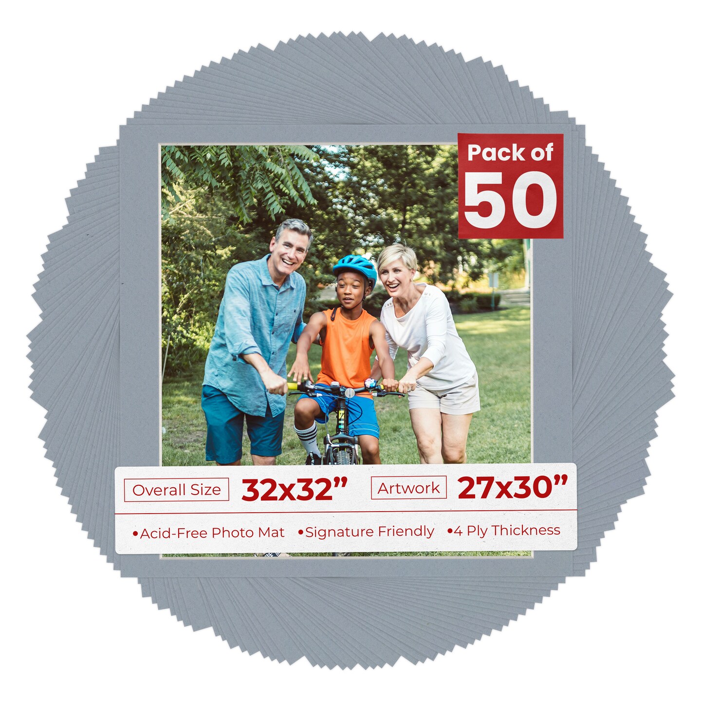 Harbor Gray Mat Board for 32x32 Frames - Fits 27x30 Photos, Color: Grey ...