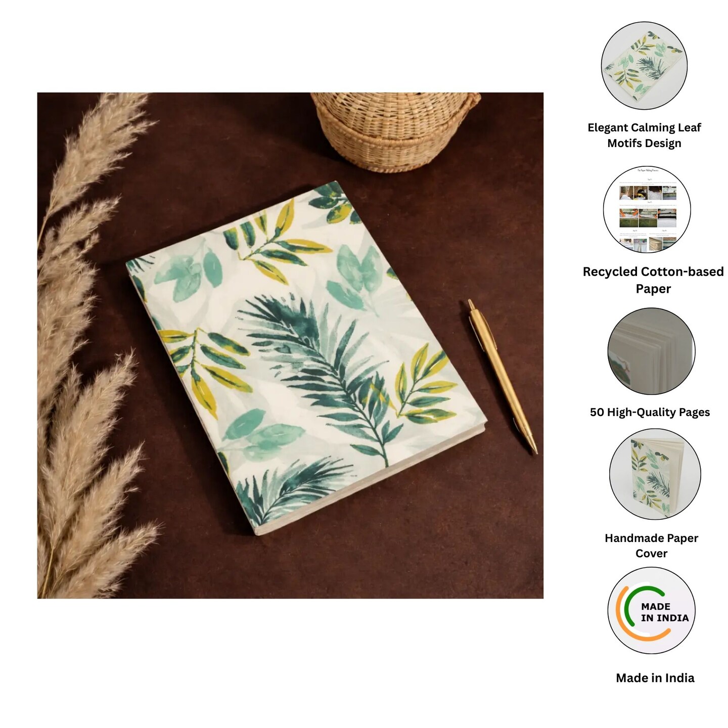 Sustainable Eco-Friendly Notebooks (Pack of 6) – 7x10 Inch Recycled Paper Writing Journals for Students, Office & Daily Notes