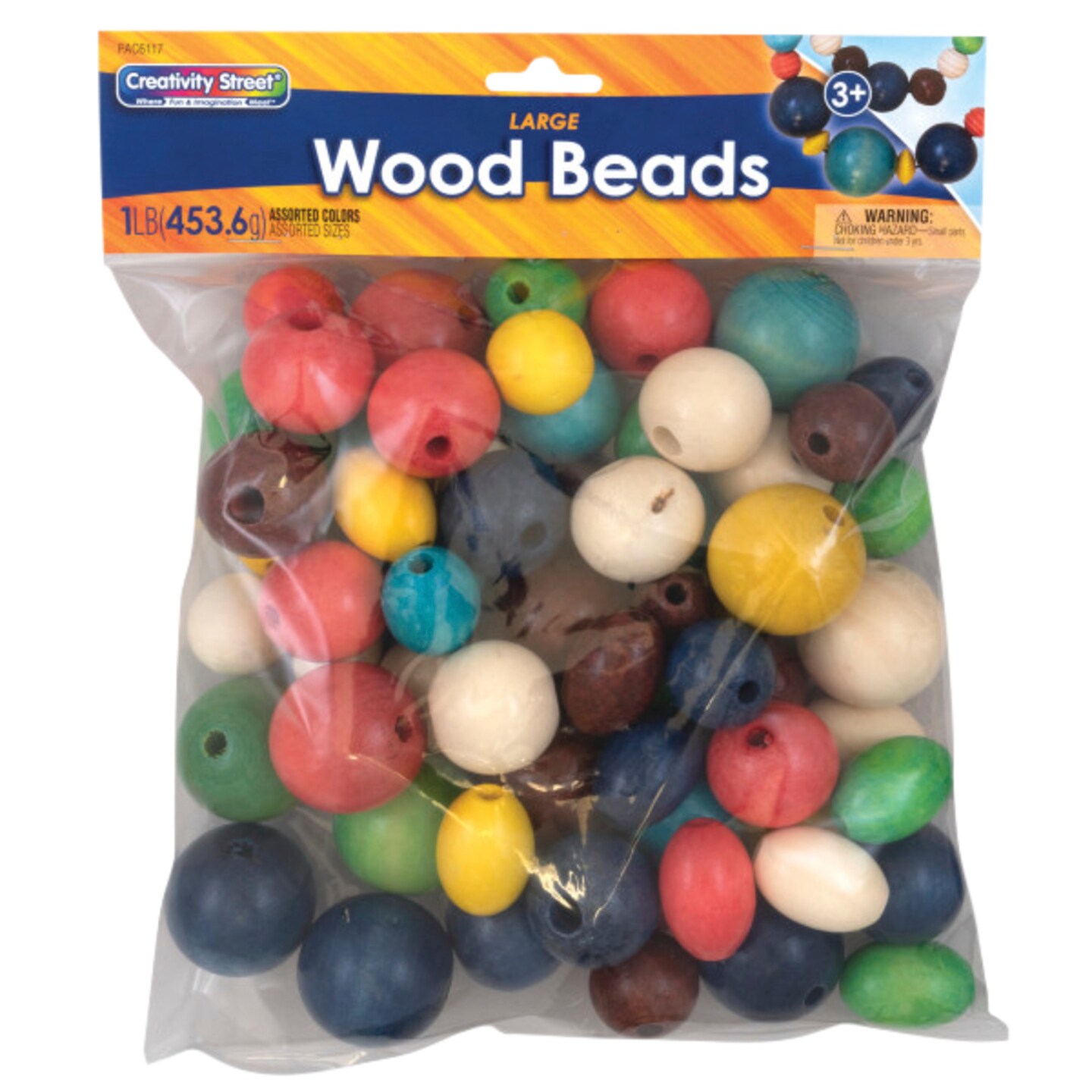 Creativity Street Medium Wood Beads, Assorted Colors and Sizes, 1 Pound