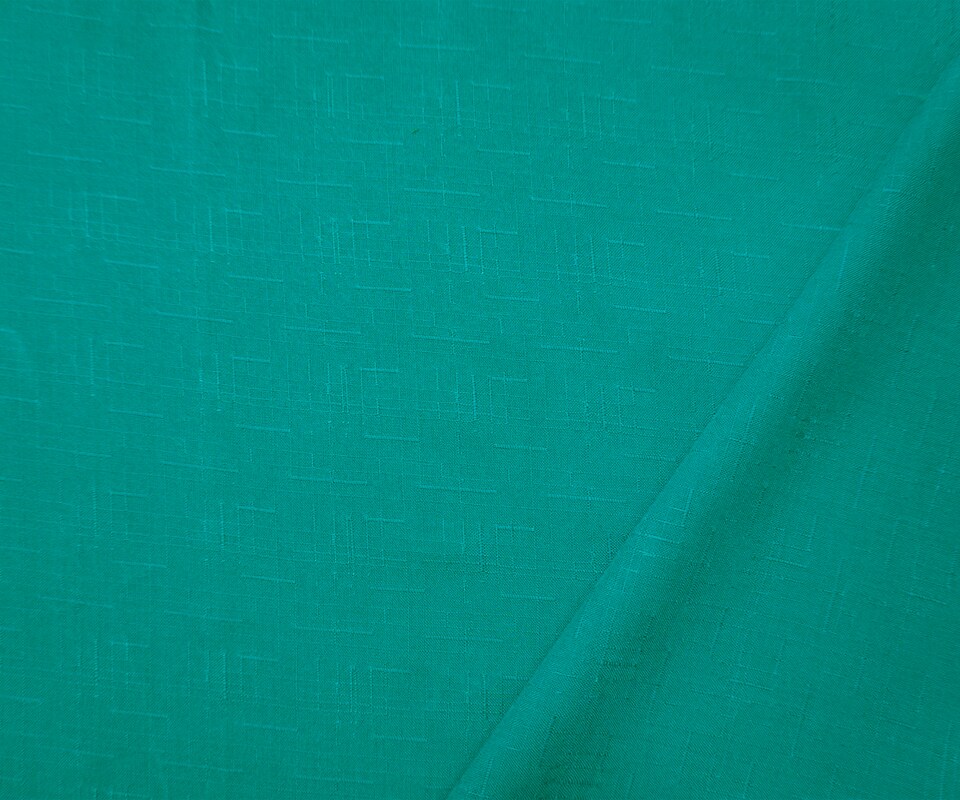 Turquoise Rayon Solid Cross Hatch Linen-Look Challis Woven Fabric By the Yard