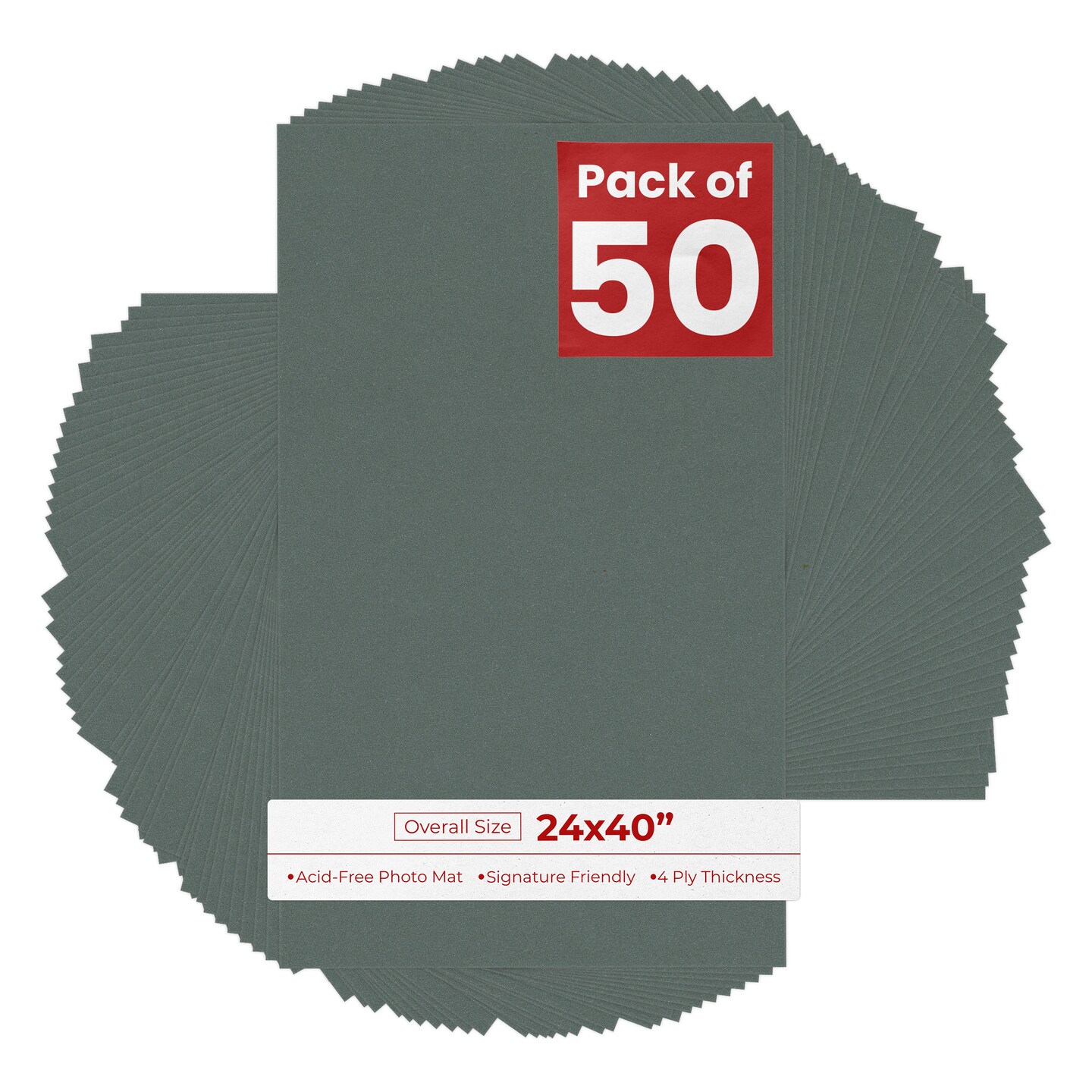 Granite Gray 24x40 Uncut Mat Board - Blank Sheets, No Opening
