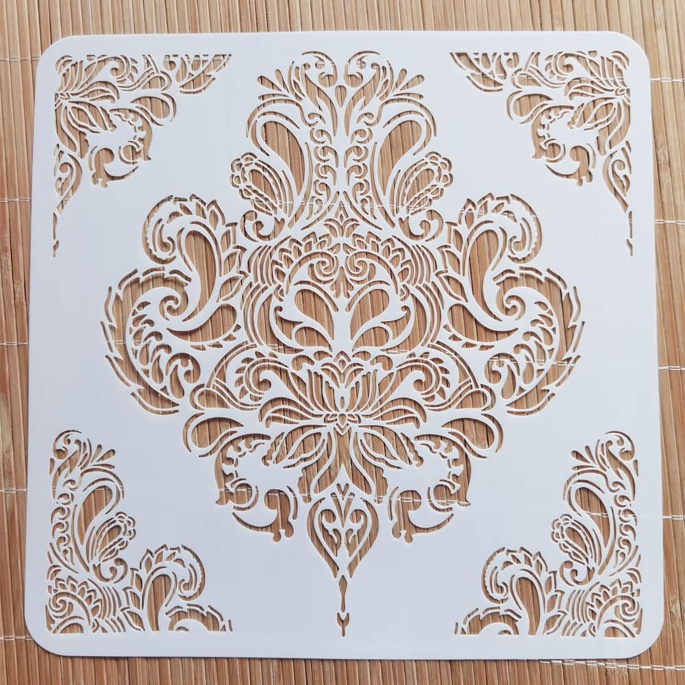 12x12 Inch Mandala Stencil – Reusable Floral Painting Template for Furniture, Wood, Scrapbook, Embossing & DIY Craft Projects (0.3mm/12mil)