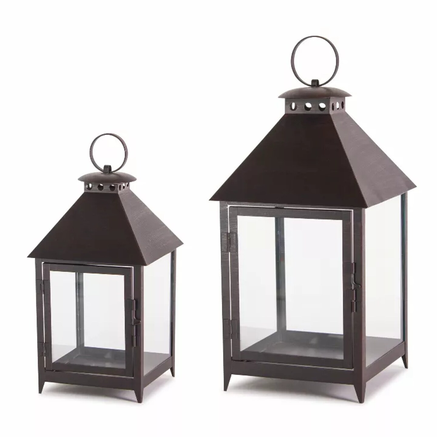 Edge Collections-11.75", 16"-Black-Versatile Decorative Lanterns for Home Accents-2 set