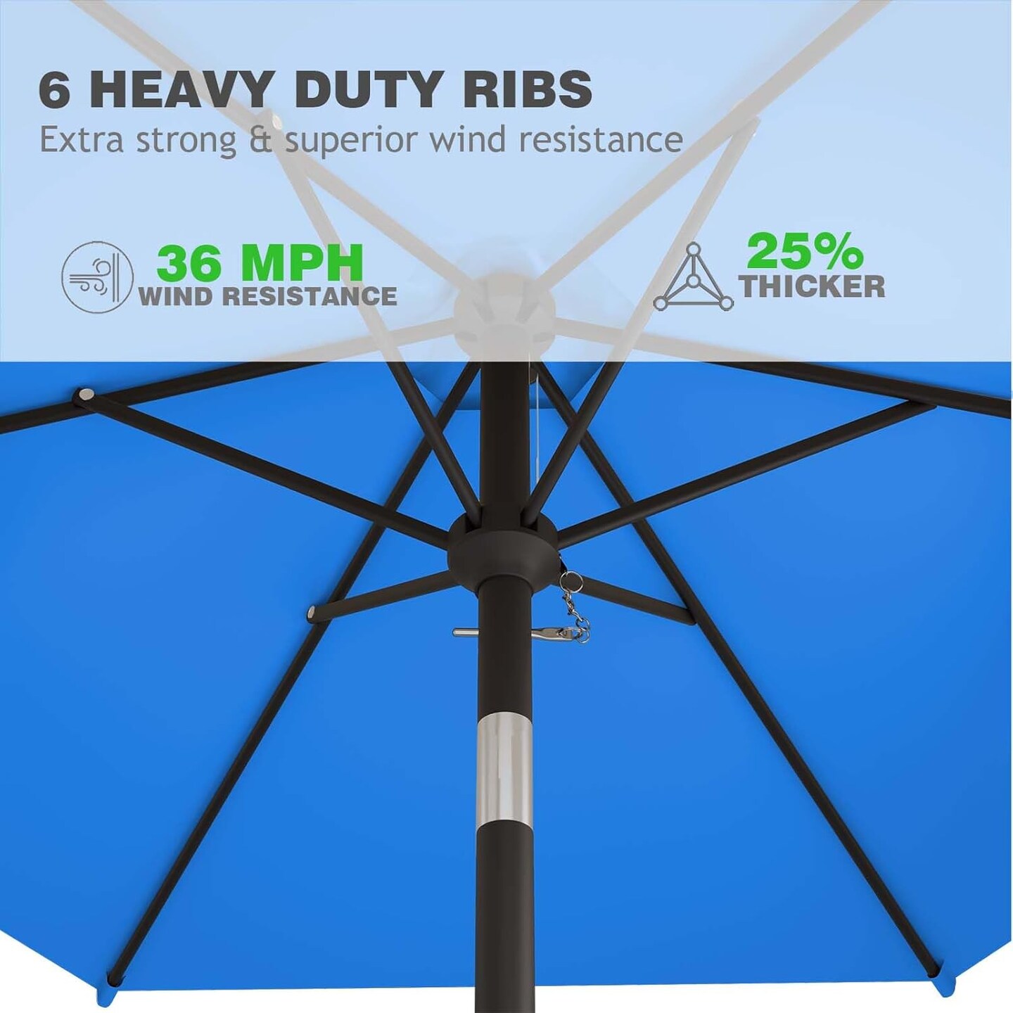 Patio Umbrella Table Market Umbrella w/Tilt and Crank Heavy-Duty Round