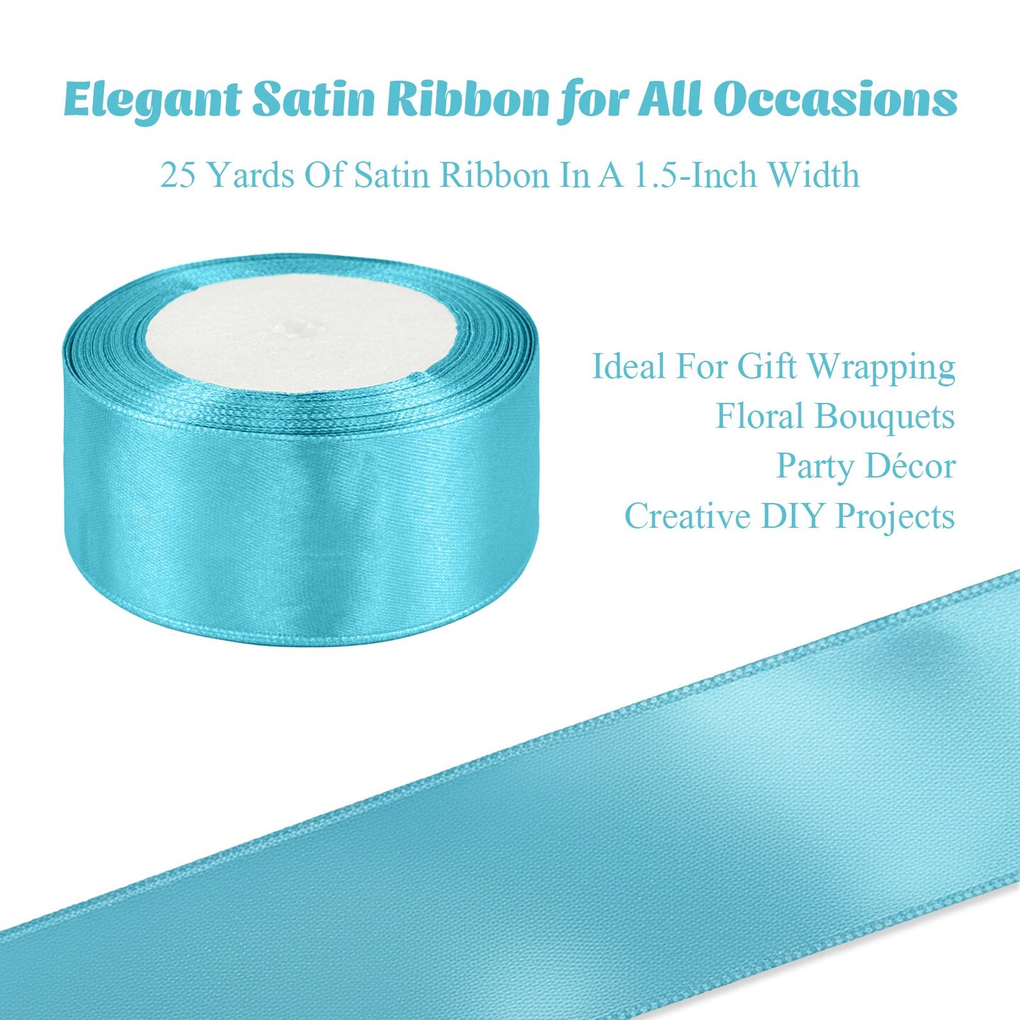 Wrapables Christmas Satin Ribbon for Holiday Gift Wrapping, Weddings, Ribbon Bow, Floral Bouquets, DIY Crafts, 1.5 Inch x 50 Yards (Set of 2), Sky Blue / Navy