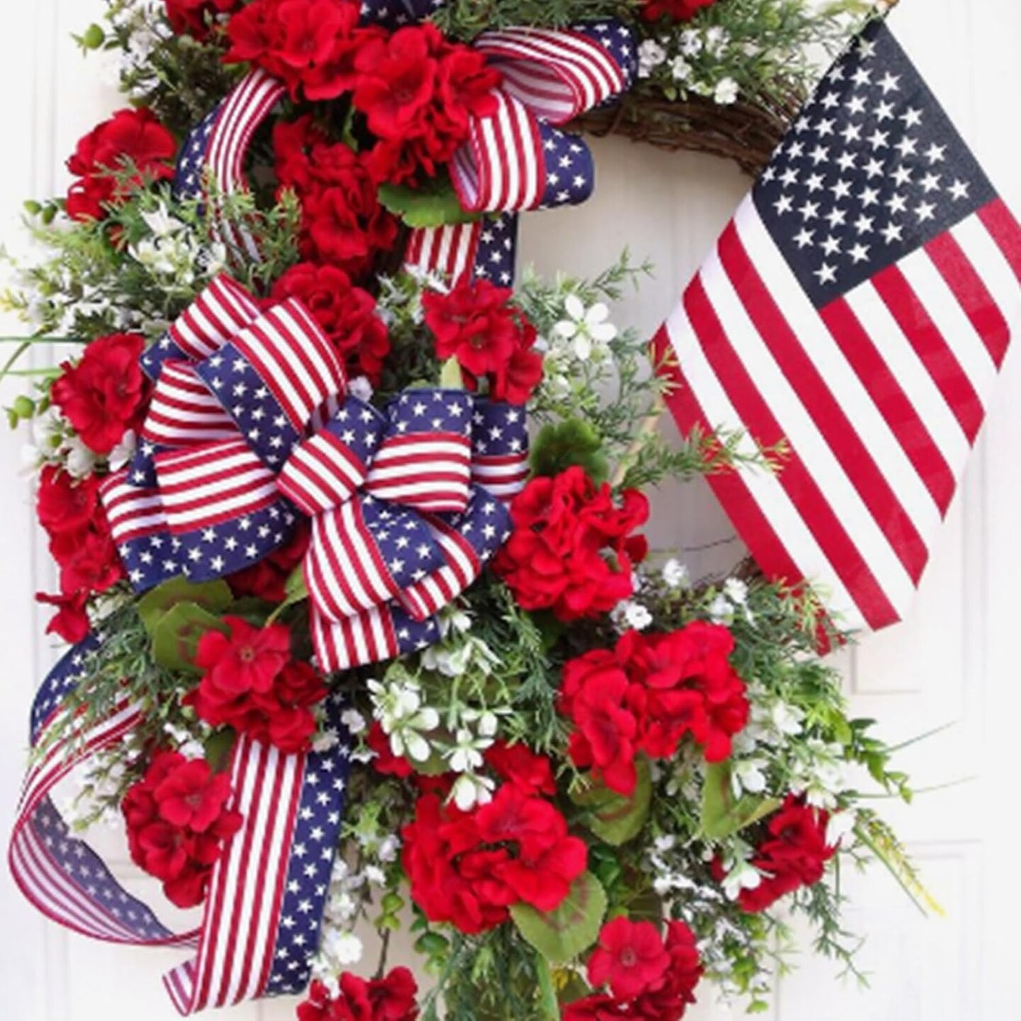 Red, White & Blue Wired Ribbon – 2.5" Patriotic American Flag Ribbon for Gift Wrapping, DIY Crafts, Holiday Decorations & Bows