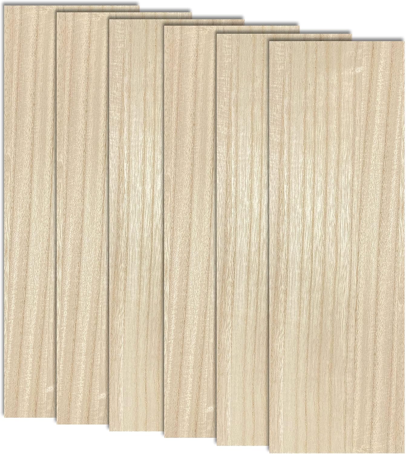6 Pack Veneered MDF Double Sided Paulownia Wood,MDF Core,6.4mm 1/4th Inch, 5"x15"