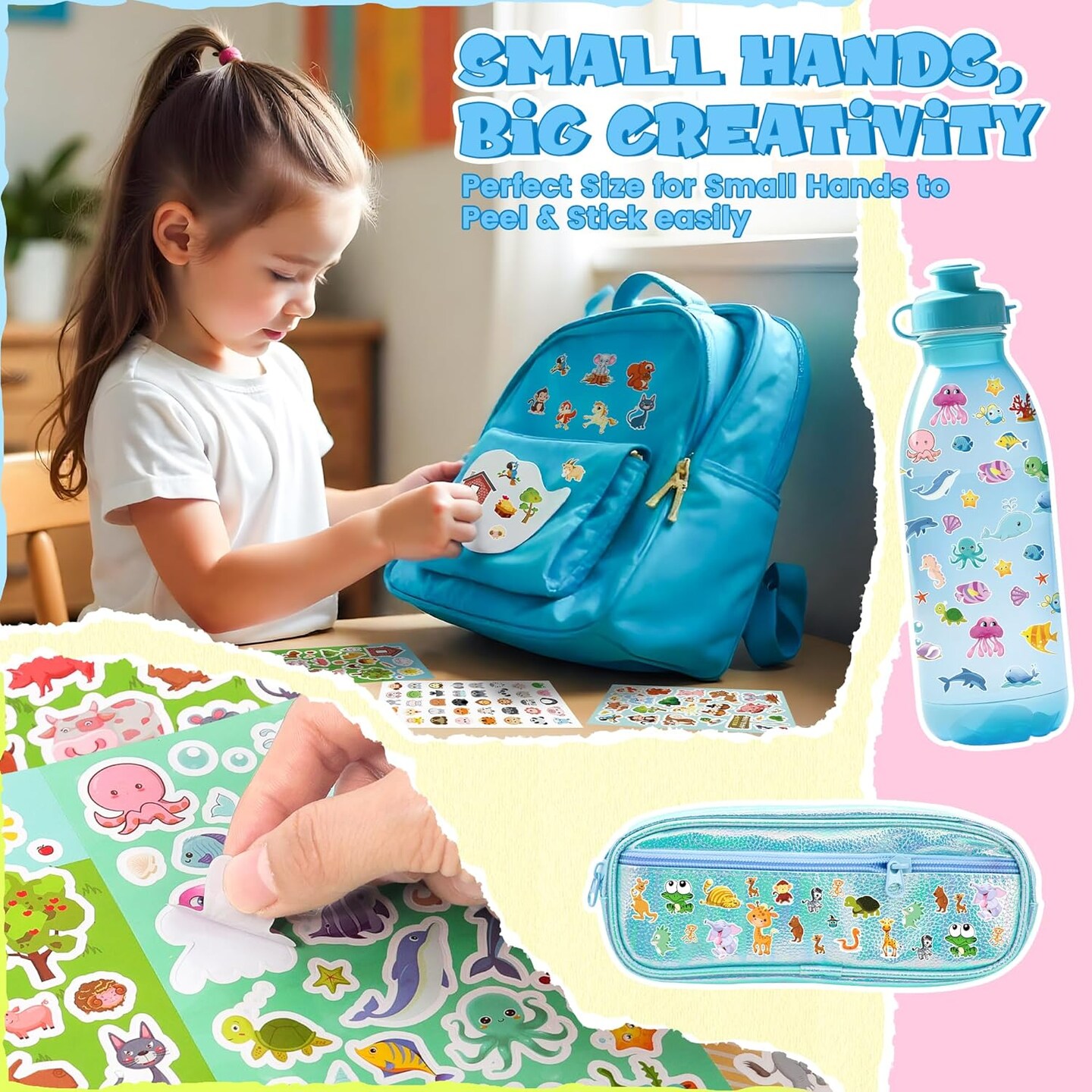 1300+ Cute Animals Water Bottle Sticker (Animal-04) 11.1 x 7.2 x 0.2 inches