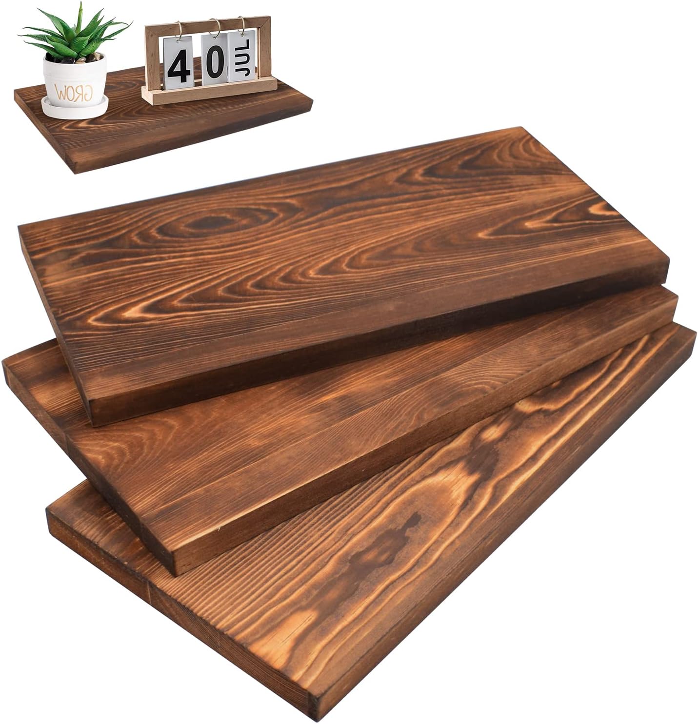 3Pack Rectangle Unfinished Wood Double Sided (11.4 * 6 * 0.59in)(Dark Brown)