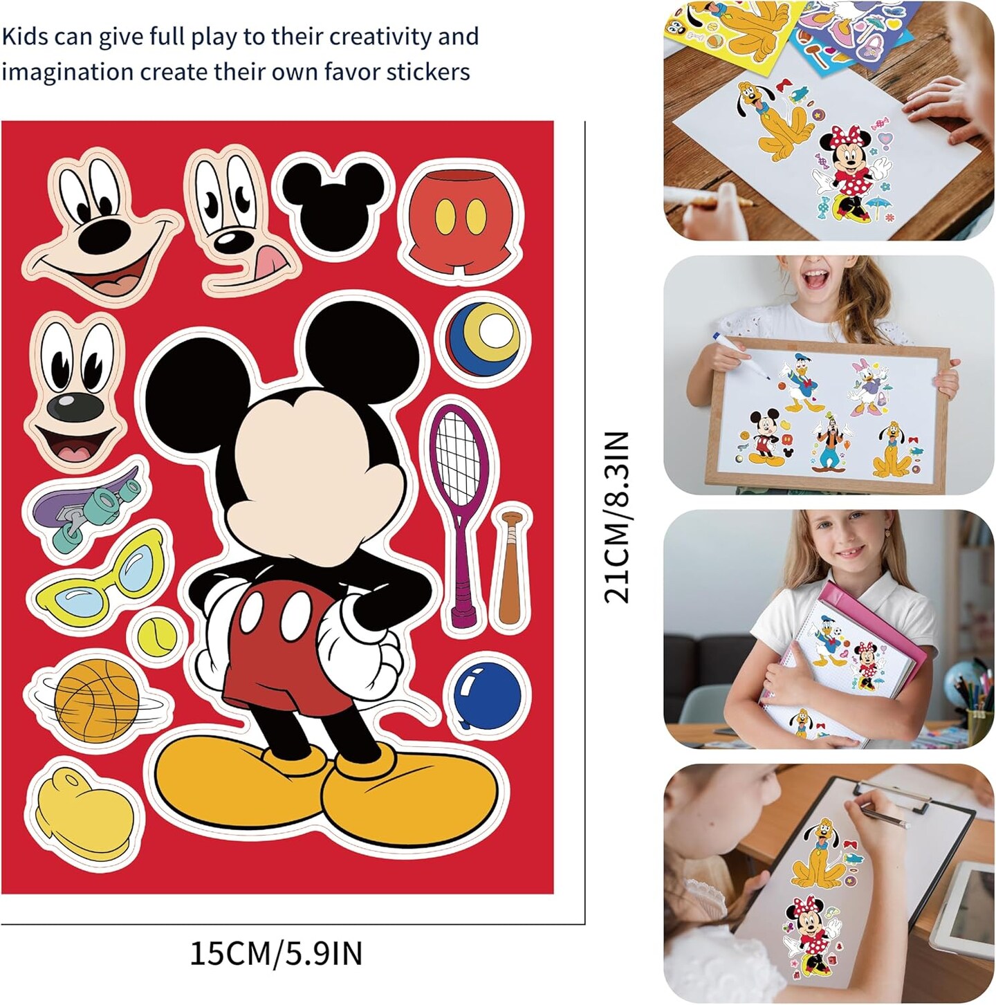 Make-a-Face Sticker Sheets – Create Your Own Stickers with 6 Character Designs (4 Each) for Party Favors, Rewards, Decorations, and Gift Ideas