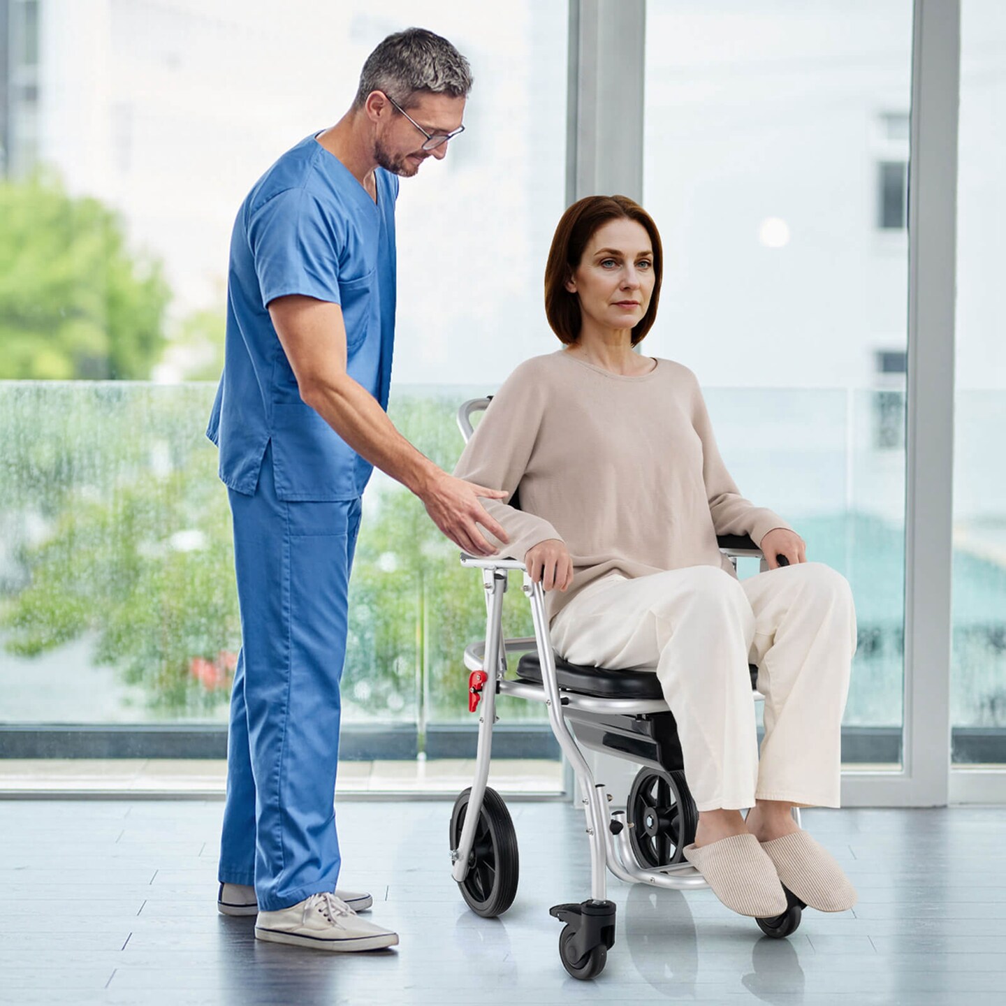 Costway 4-in-1 Bedside Commode Chair with Brakes, Bucket Footrest Padded Seat & Backrest