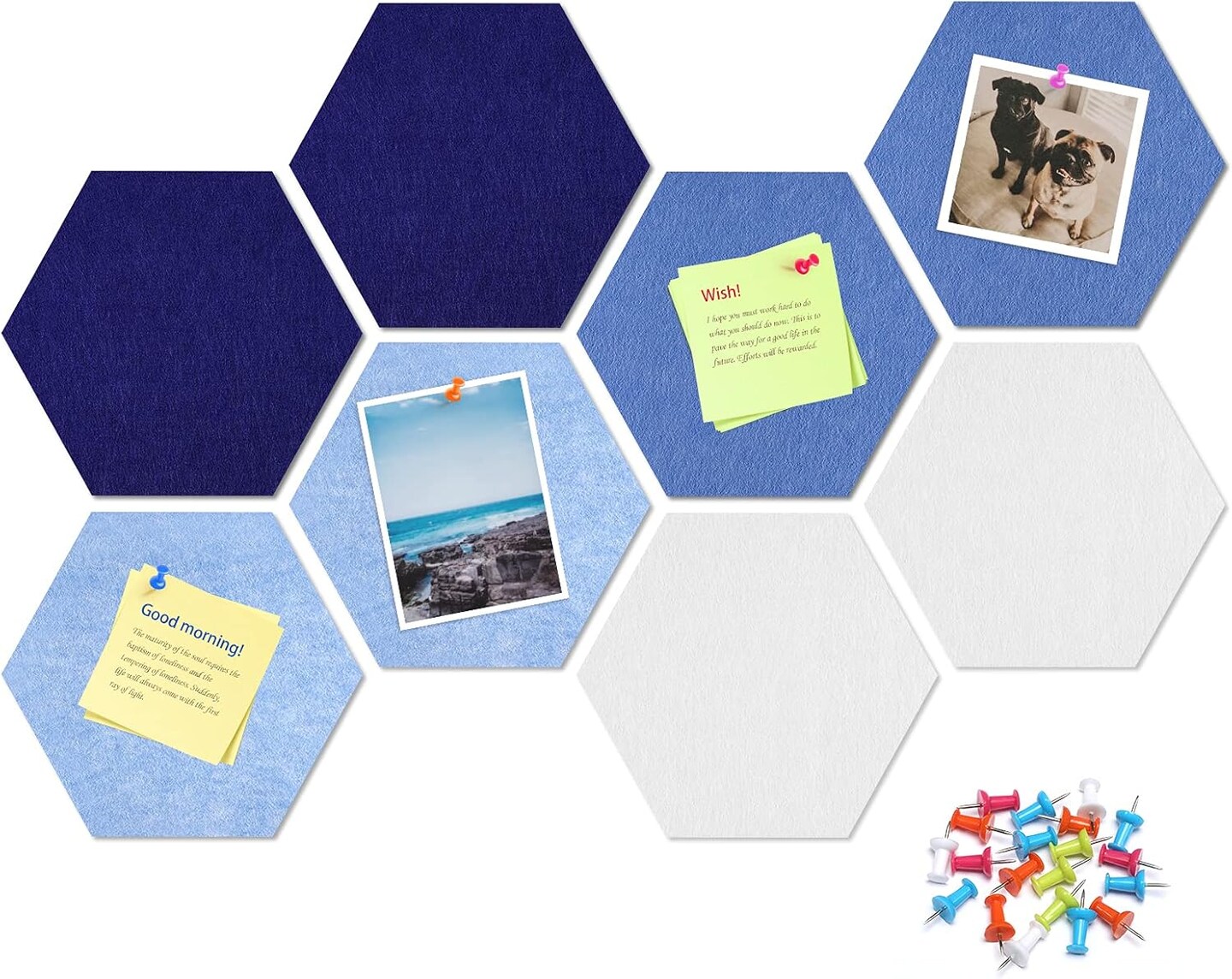 Pack of 8 Hexagon Felt Pin Bulletin Board