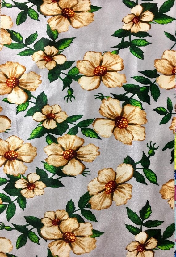1 Yard Floral Print Stretch Velvet Fabric Multicolor for Apparel Upholstery Drapery 60 Inch Width