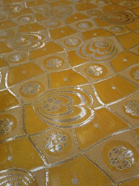 1 Yard Floral Metallic Jacquard Brocade Orange &#x26; Silver Fabric for Apparel Decor Projects 60 Inch Width