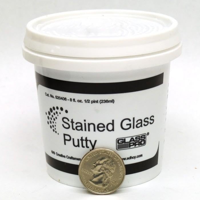 Glass Pro Black Putty/Cement &#x2013; Fast-Setting Stained Glass Cement, 1/2 Pint
