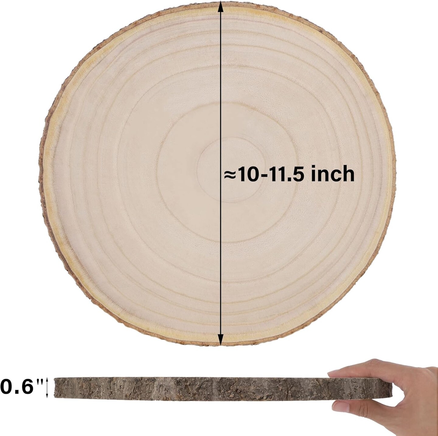 4 Pcs Large Natural Wood Slices, 10-11.5 Inches Unfinished Wood