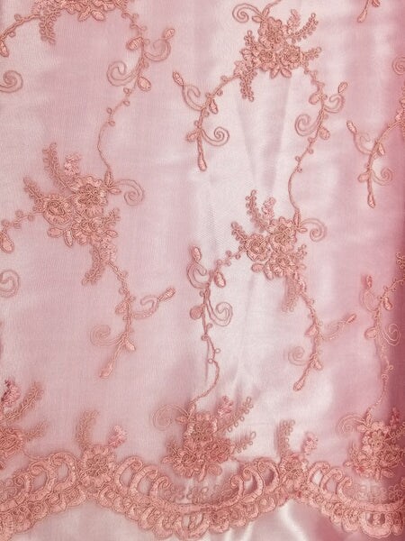 1 Yard Dusty Rose French Floral Mesh Lace Fabric for Bridal Dresses and Decor 50/54 Inch Width