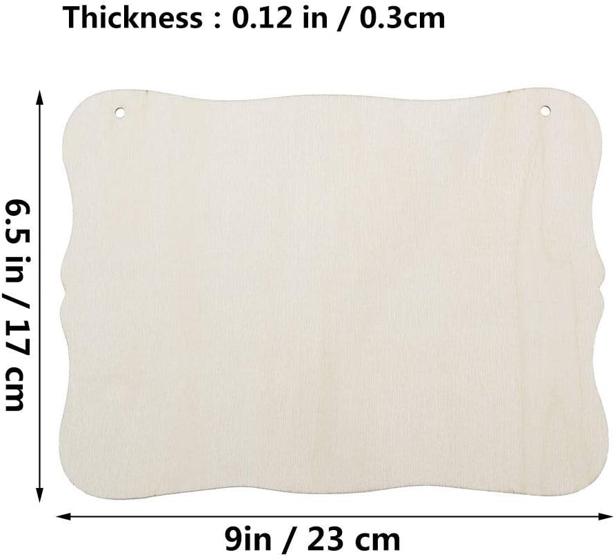 3pcs Unfinished Wood Sign Blank Hanging Wooden Plaque DIY Craft- Style 3, 9x6.5&#x27;&#x27;
