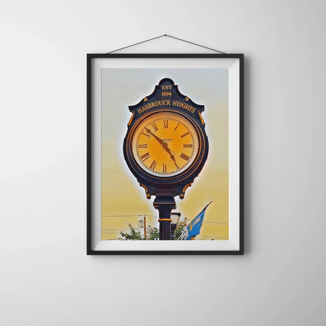 Hasbrouck Heights, New Jersey Clock Abstract Framed Art