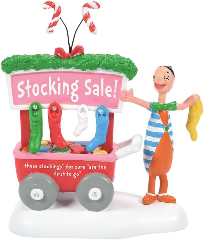Dr. Seuss Grinch Village Accessories Who&#x27;s-Who of Christmas Stockings Figurine, Resin Hand Crafted Collectible Christmas Figurines Home Decor Sculpture Shelf Statue, 3.2 Inch, Multicolor