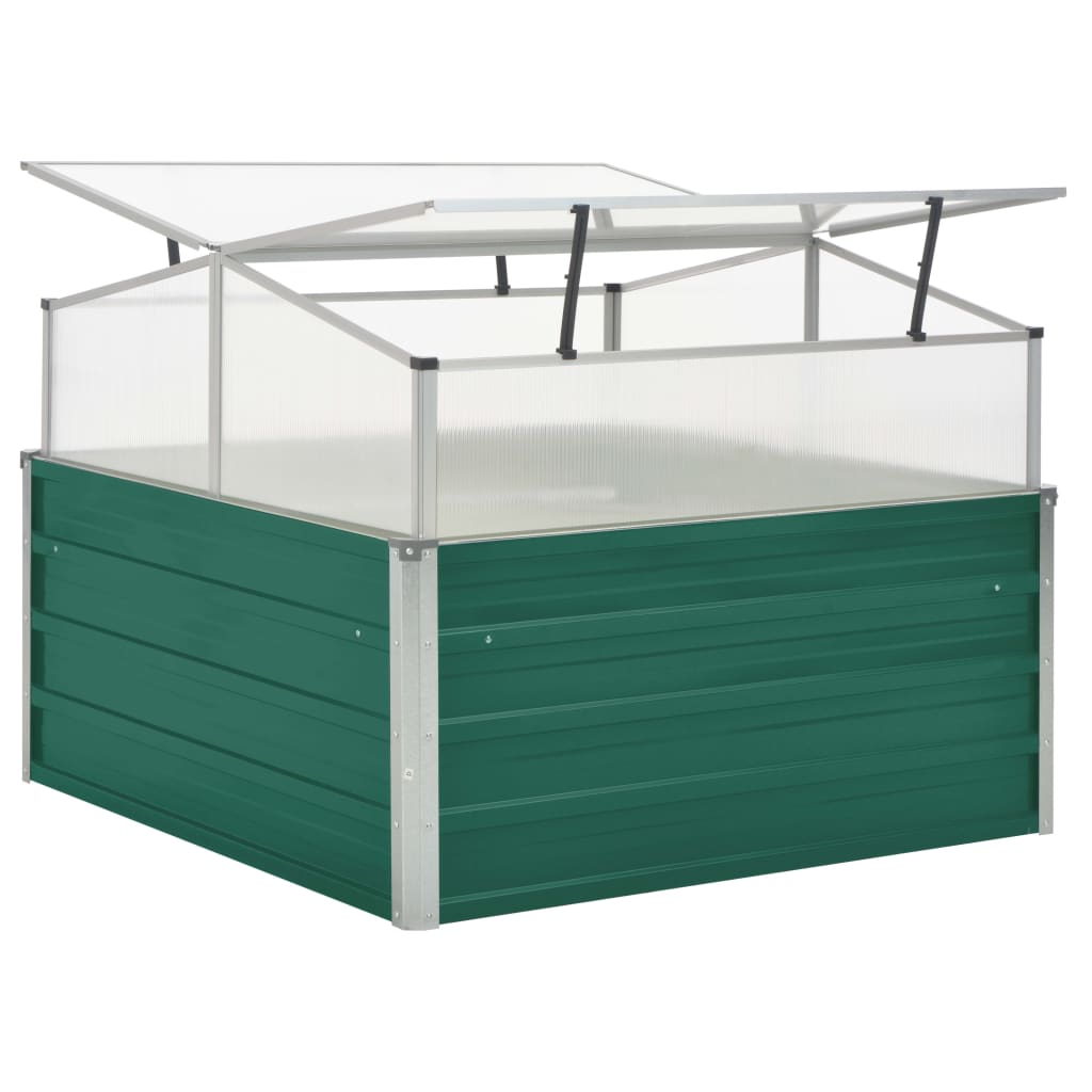 vidaXL Greenhouse Green Galvanized Steel, PC Board 39.4x39.4x30.3 in