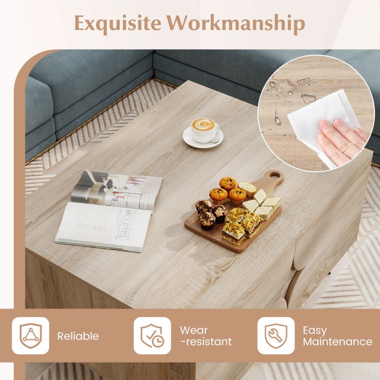 Modern Farmhouse Coffee Table with Storage Compartment for Home