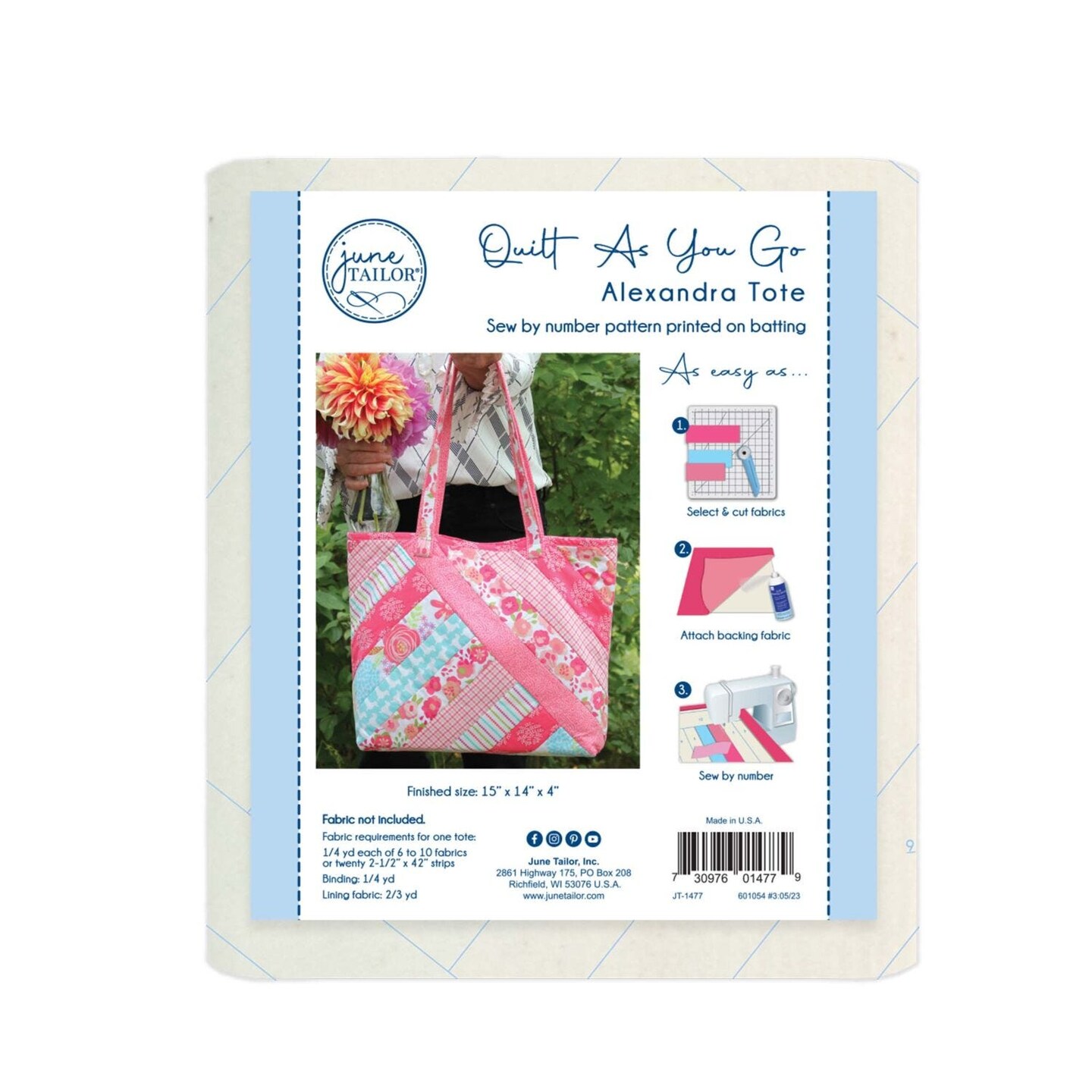 June Tailor Alexandra Tote Bag Quilt-As-You-Go Kit – Quilted Tote Sewing Kit