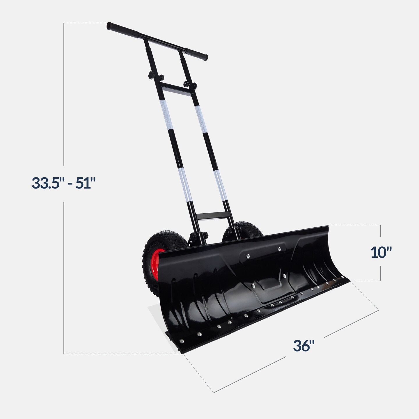 Best Choice Products 36in Hand Snow Pusher w/ 2 Wheels, Adjustable Handle, Blade Angle, Reflective Tape