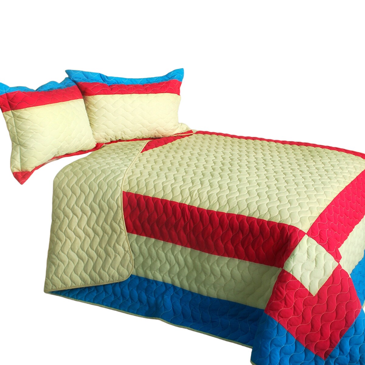 Soft Vermicelli Quilted Patchwork Quilt Set Full/Queen 3-Piece